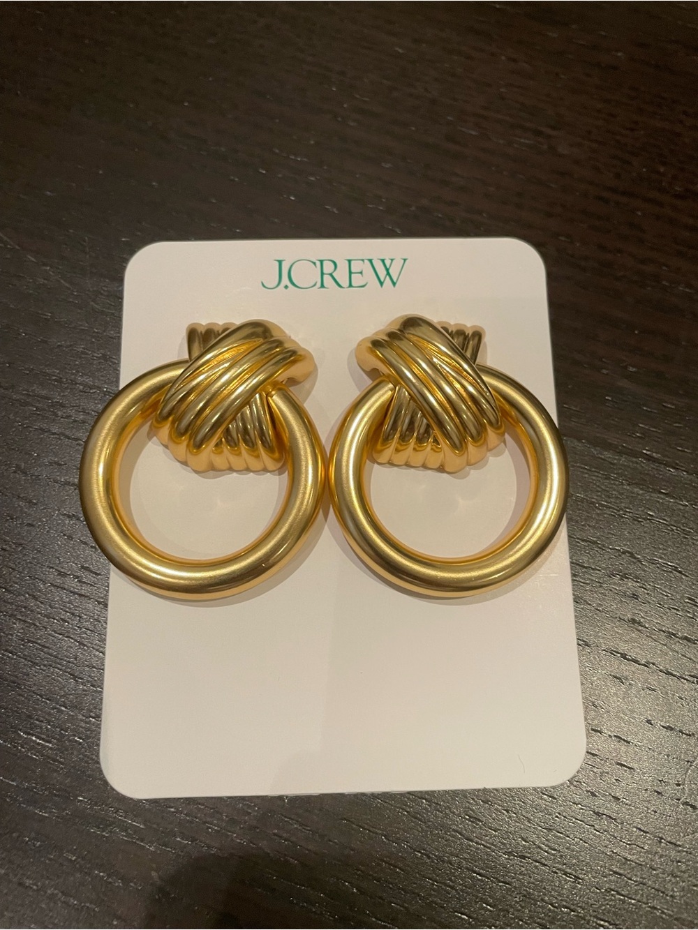 J.Crew Polished Gold Knotted Hoop Earrings